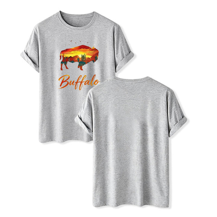 T-shirt western Wild & Free Sunset Buffalo Silhouette - Gris - 2XL - image 10