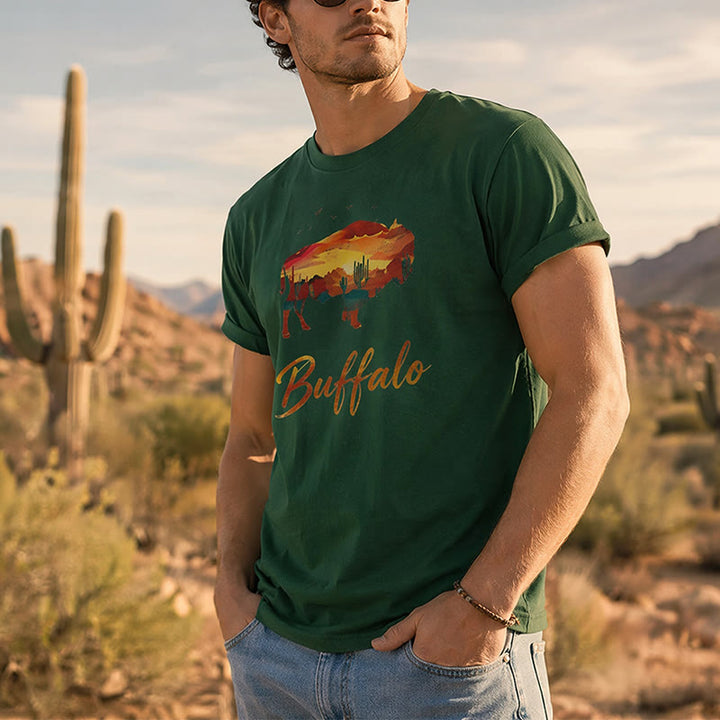 T-shirt western Wild & Free Sunset Buffalo Silhouette - image 0