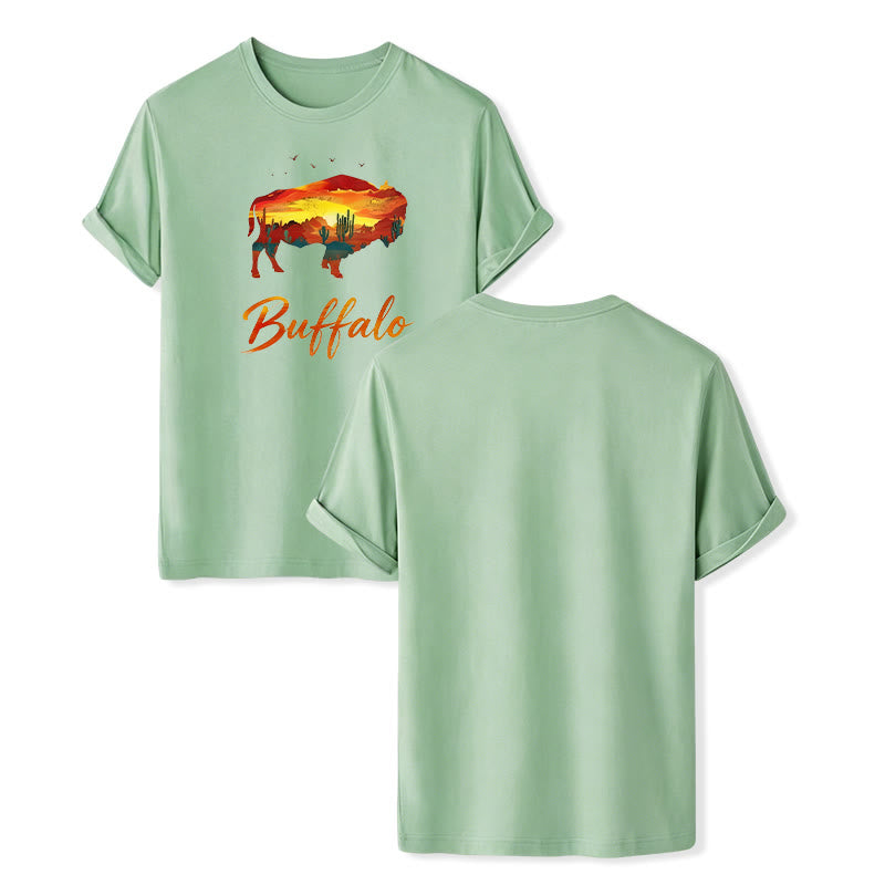 T-shirt western Wild & Free Sunset Buffalo Silhouette - Vert - 2XL - image 12