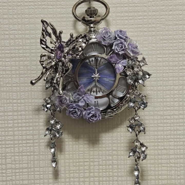 Montre de poche artisanale Lavande Butterfly Secret Garden - Style n° 1 - image 0