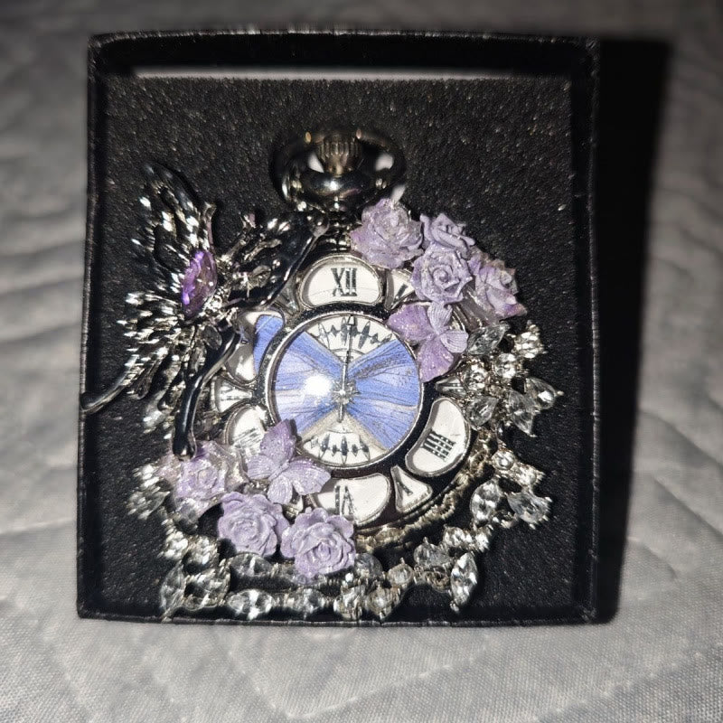 Montre de poche artisanale Lavande Butterfly Secret Garden - image 3