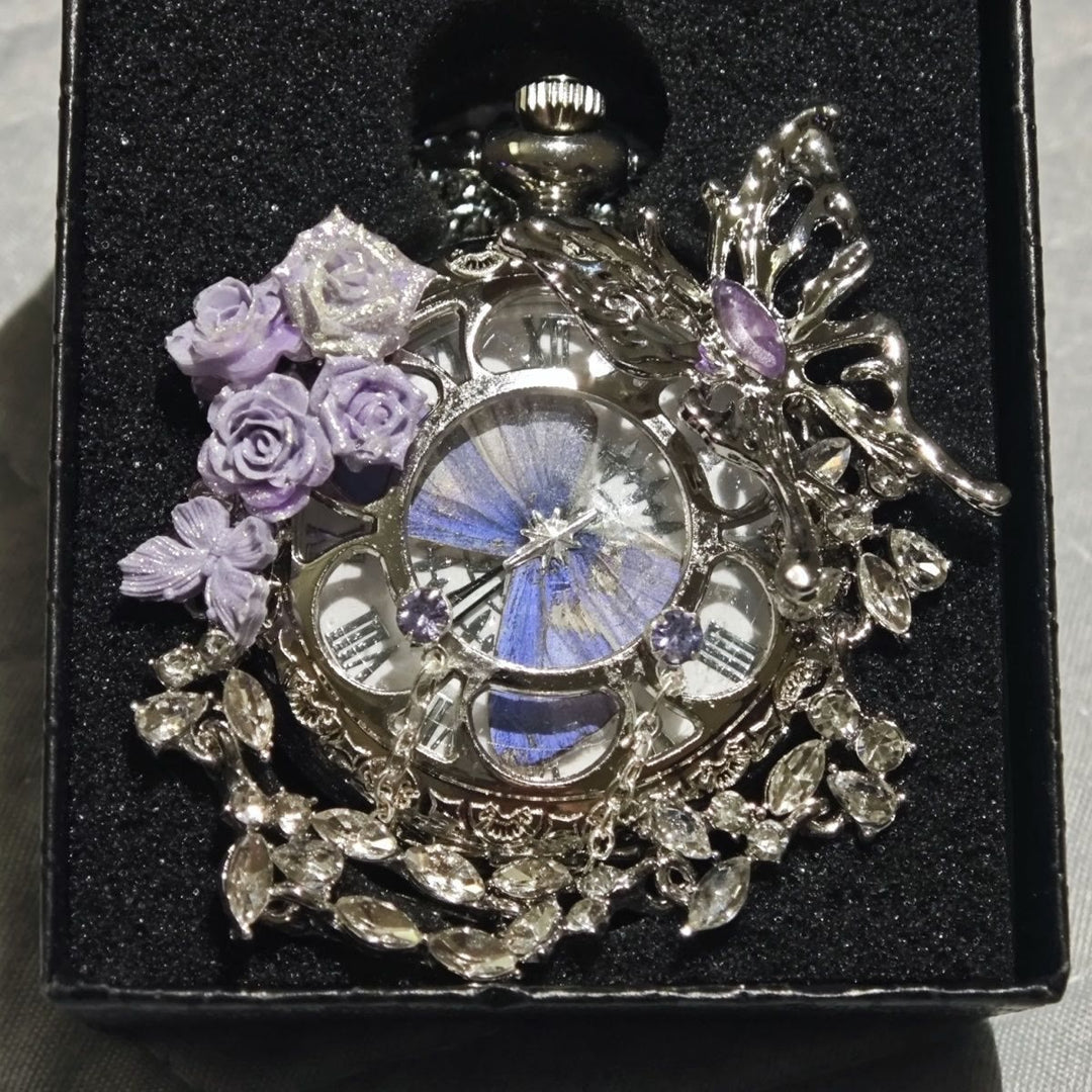 Montre de poche artisanale Lavande Butterfly Secret Garden - image 2