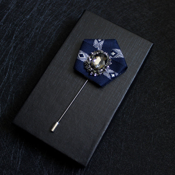 Broche à revers pour homme en tissu géométrique à cristaux fumés - Treillis d'argent - image 6
