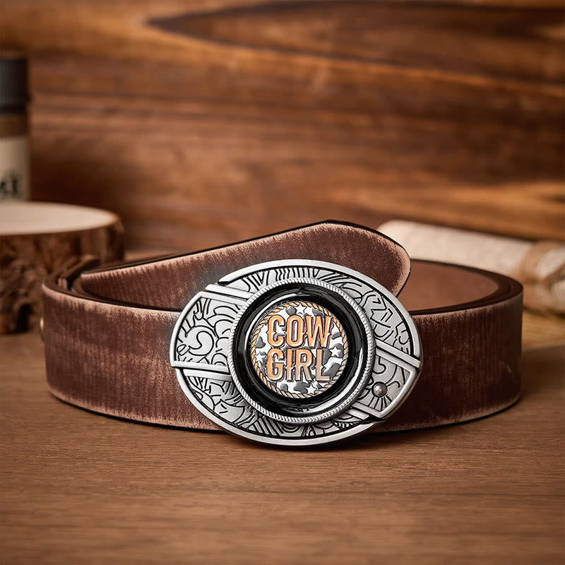 Ceinture en cuir avec boucle de couteau pliant dissimulé style cowgirl - Cowgirl - Ceinture marron vieillie - 42 - image 5