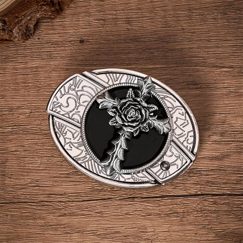 Ceinture en cuir avec boucle de couteau pliant dissimulée à faire soi-même, motif croix rose noire - image 10