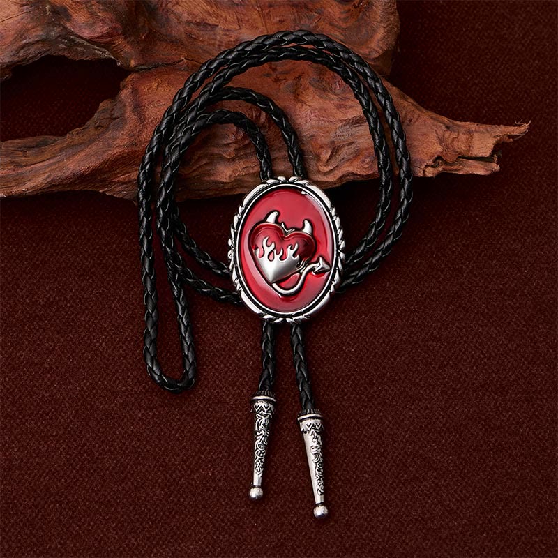 Cravate bolo pendentif western Cœur de diable enflammé - image 3