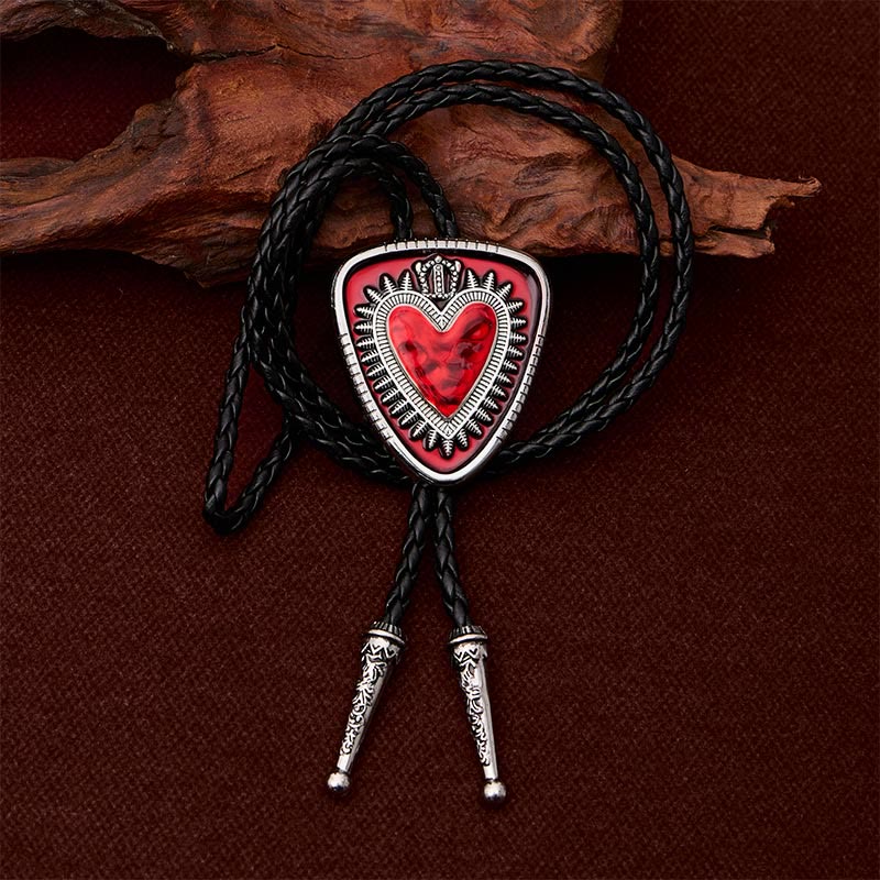 Cravate bolo vintage en forme de bouclier avec couronne du Sacré-Cœur - image 3