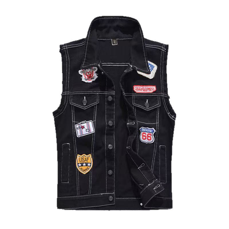 Gilet en denim noir patchwork Highway Rebel - image 11