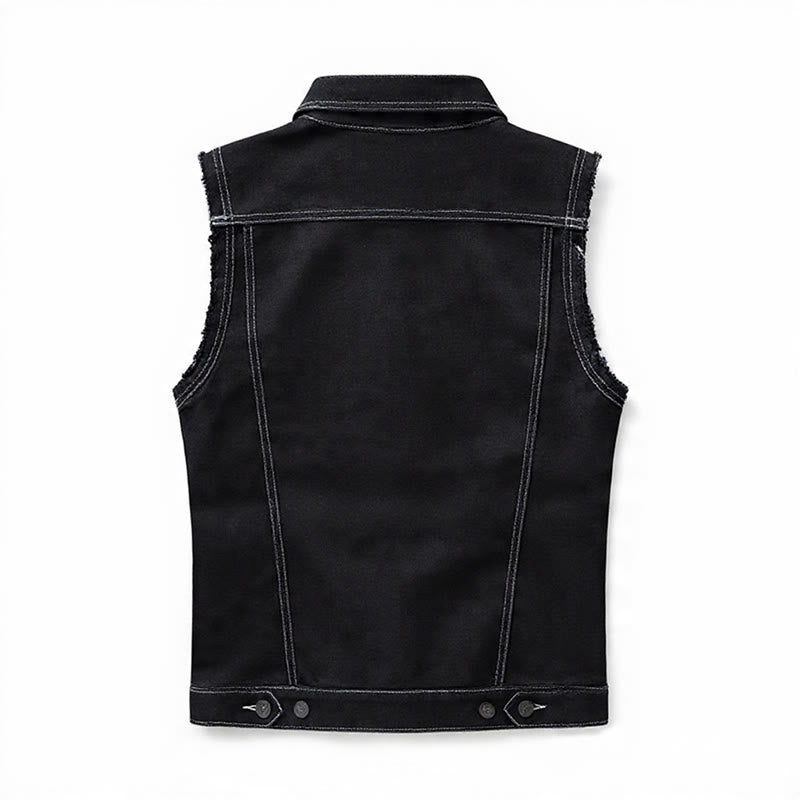 Gilet en denim noir patchwork Highway Rebel - image 12
