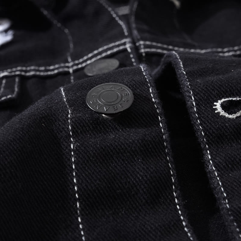 Gilet en denim noir patchwork Highway Rebel - image 8