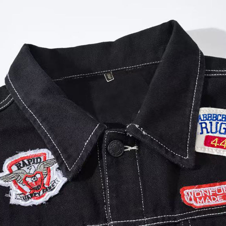 Gilet en denim noir patchwork Highway Rebel - image 4
