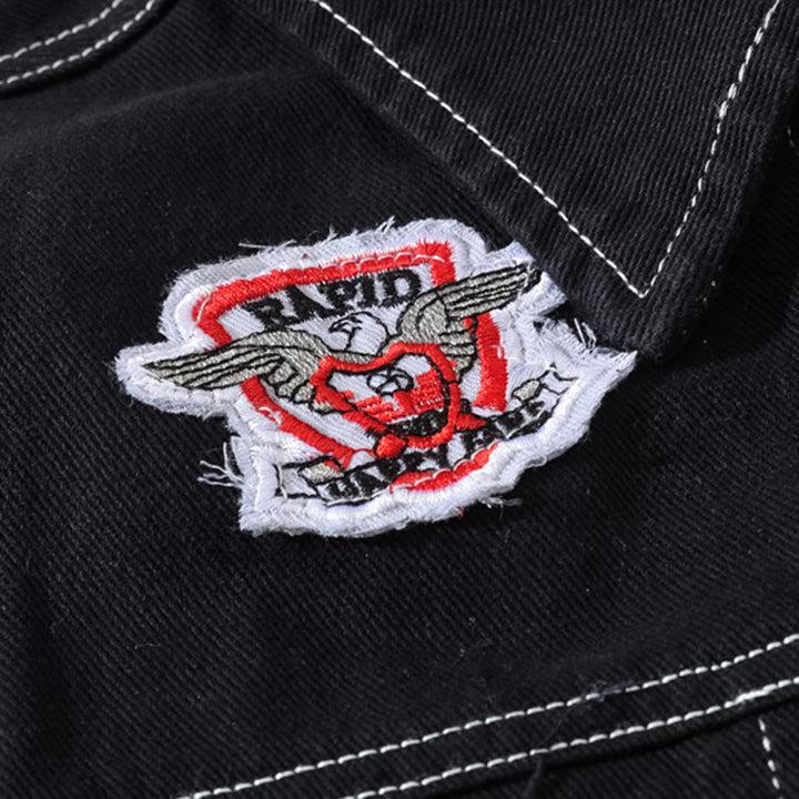 Gilet en denim noir patchwork Highway Rebel - image 5