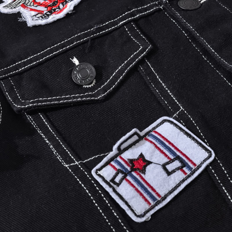 Gilet en denim noir patchwork Highway Rebel - image 6