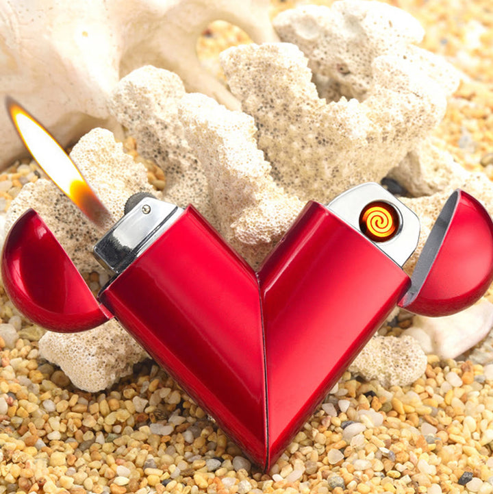 Briquet électronique et à butane pliable en forme de cœur 2 en 1 - image 1