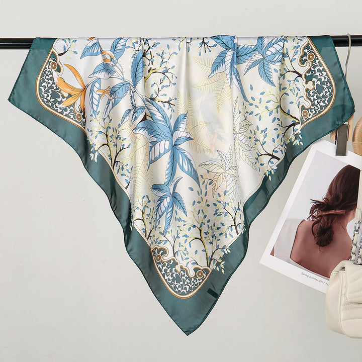 Foulard carré élégant à imprimé botanique pour femme - image 2
