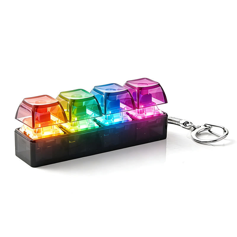 Porte-clés clavier mécanique anti-stress pour soulager l'anxiété - Noir avec lumière - image 0