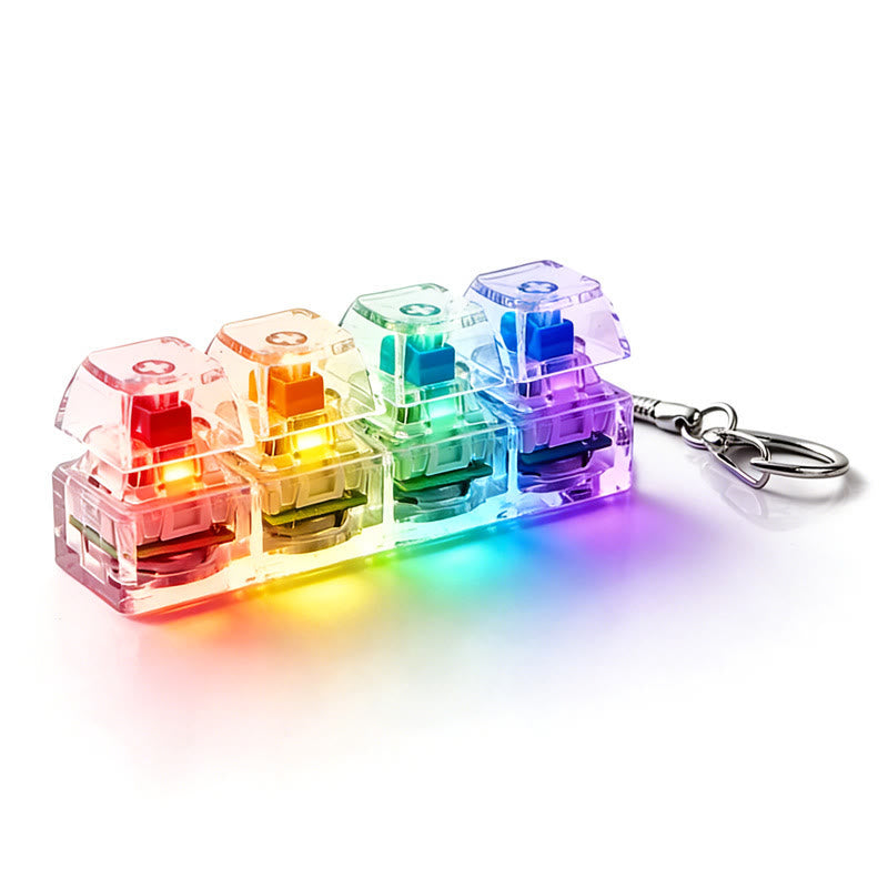 Porte-clés clavier mécanique anti-stress pour soulager l'anxiété - Translucide avec lumière - image 7