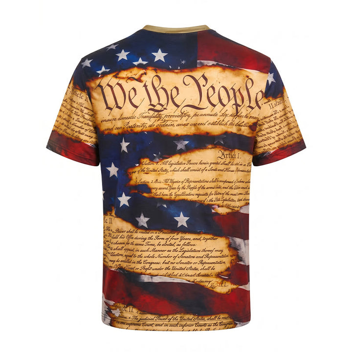 T-shirt Henley pour homme avec imprimé drapeau américain et motif texte vintage - image 9