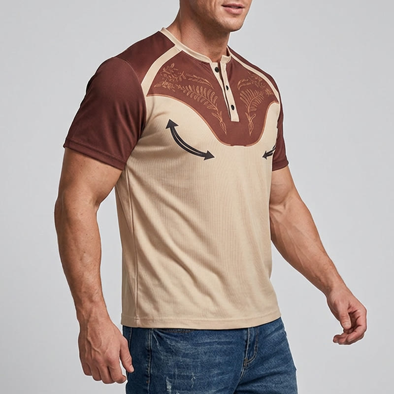 Chemise Henley vintage pour homme, style western, imprimé aztèque - image 2