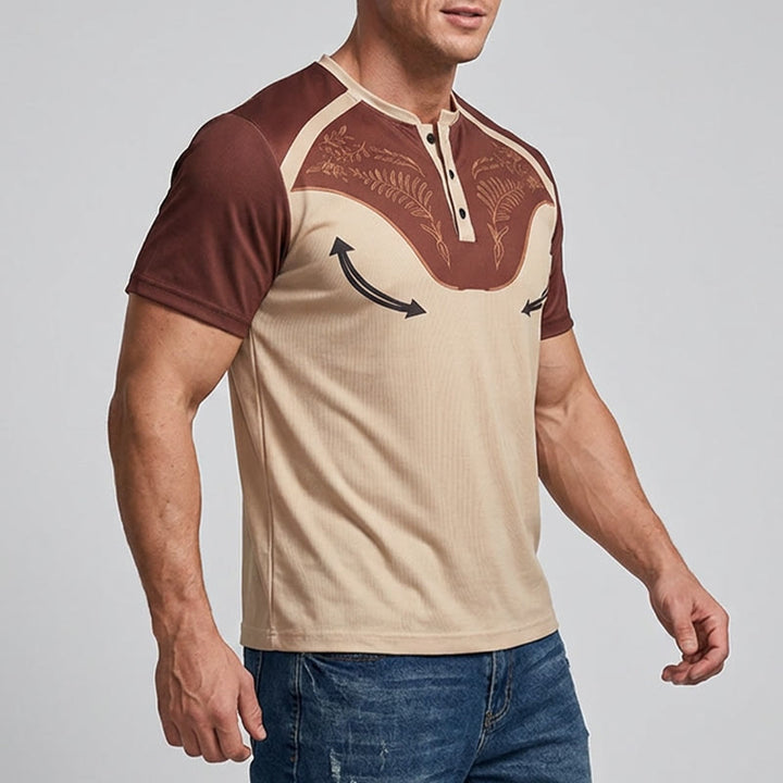 Chemise Henley vintage pour homme, style western, imprimé aztèque - image 2