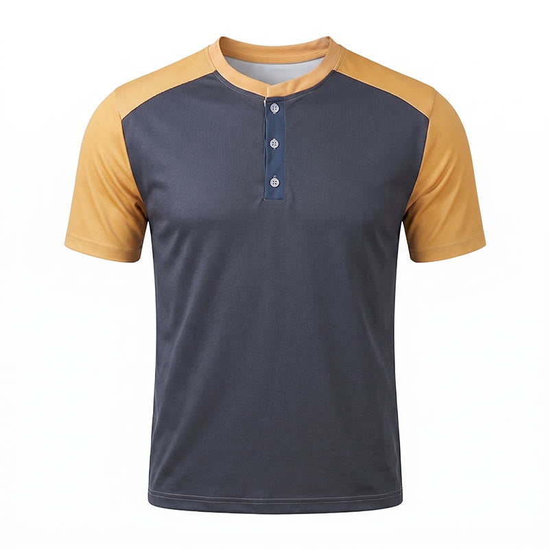 Chemise Henley décontractée d'été vintage pour homme - image 9