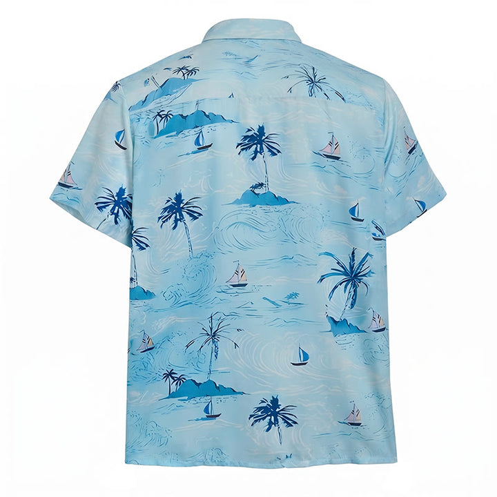 Chemise à boutons pour homme avec imprimé hawaïen sur le thème des vacances à la plage - image 10