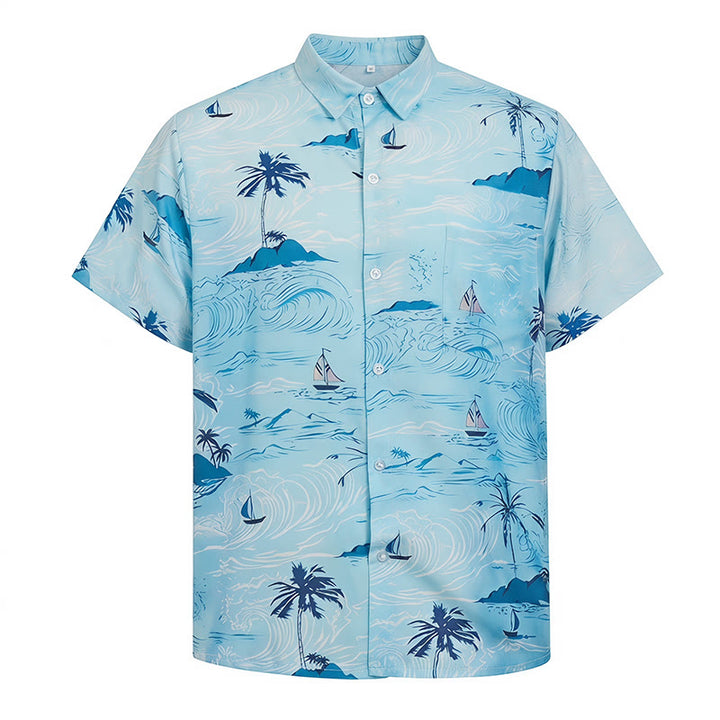 Chemise à boutons pour homme avec imprimé hawaïen sur le thème des vacances à la plage - image 9