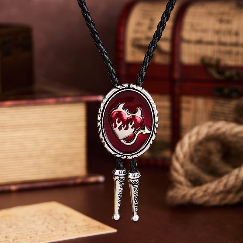 Cravate bolo pendentif western Cœur de diable enflammé - image 7