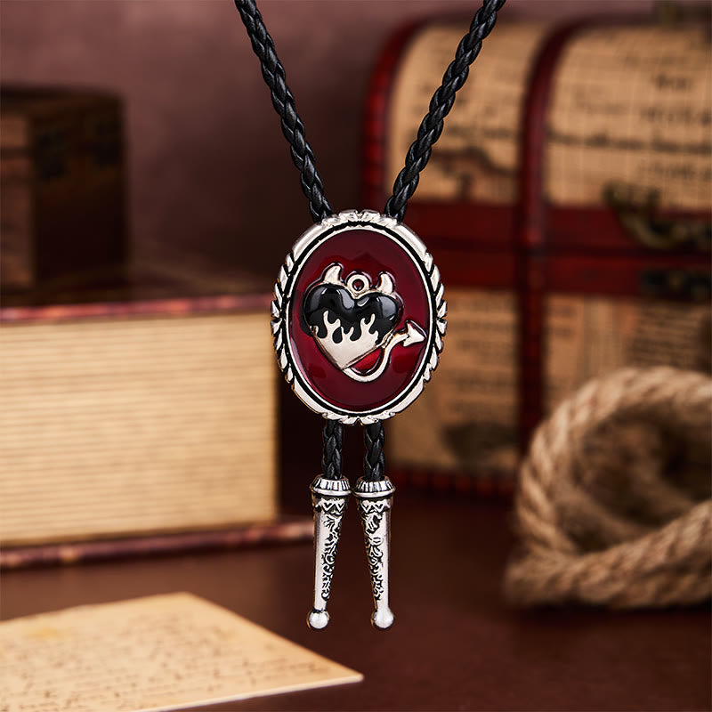 Cravate bolo pendentif western Cœur de diable enflammé - image 3