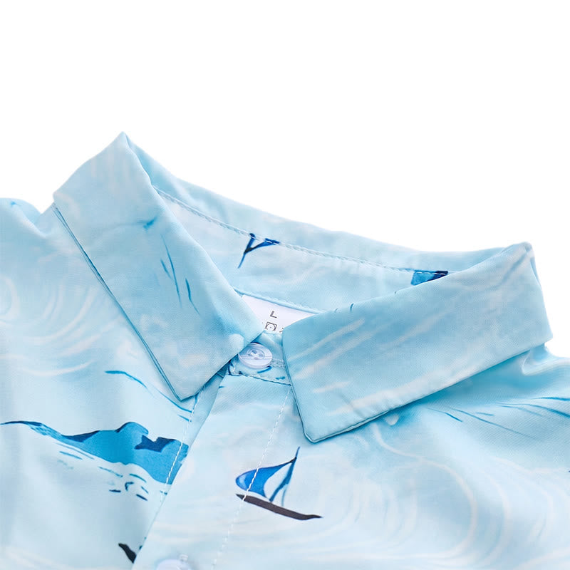 Chemise à boutons pour homme avec imprimé hawaïen sur le thème des vacances à la plage - image 4