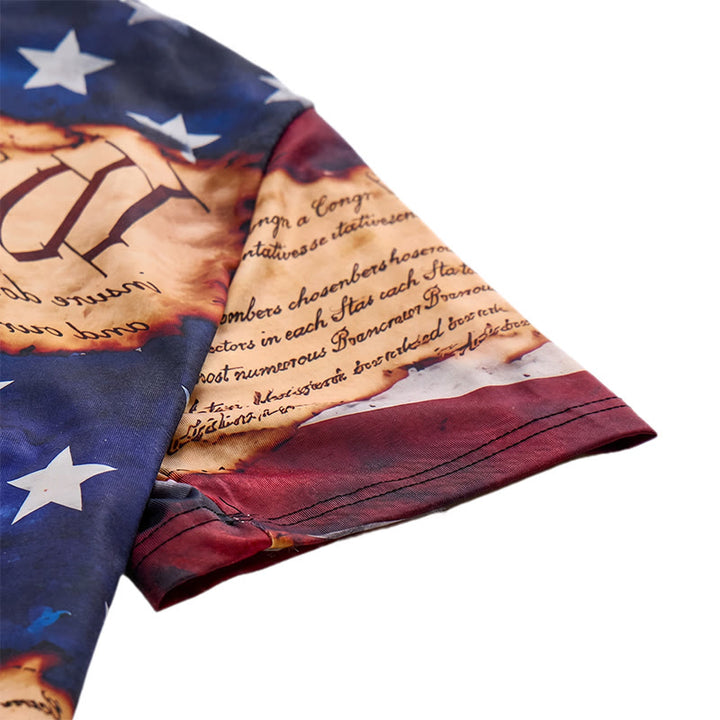 T-shirt Henley pour homme avec imprimé drapeau américain et motif texte vintage - image 6