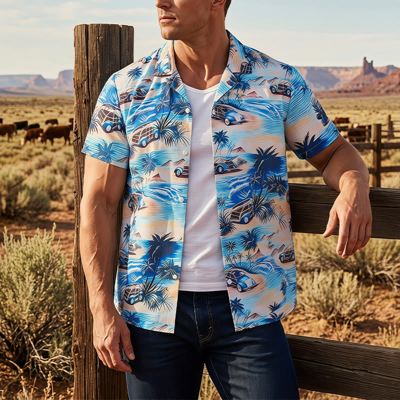 Chemise hawaïenne boutonnée pour homme, idéale pour les vacances d'été à la plage. - Multicolore - 5XL - image 0