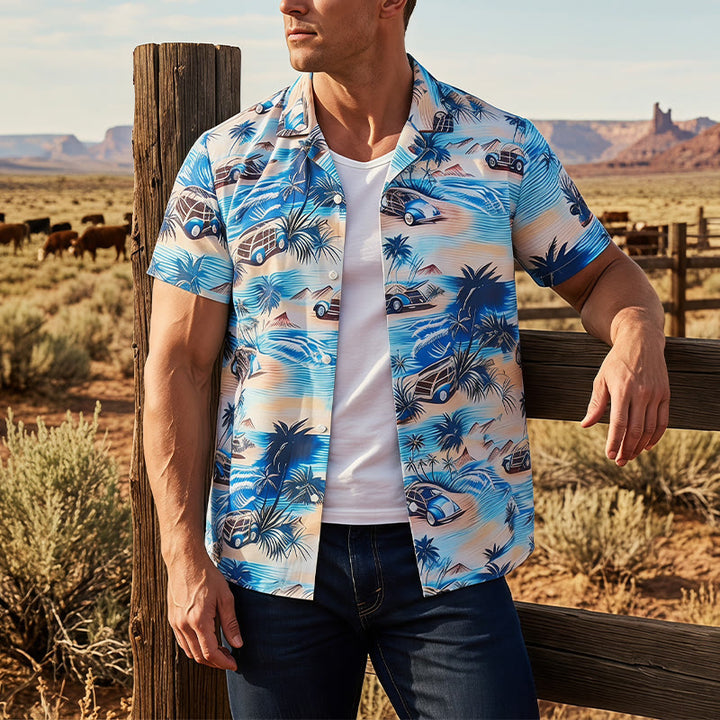 Chemise hawaïenne boutonnée pour homme, idéale pour les vacances d'été à la plage. - Multicolore - 5XL - image 0