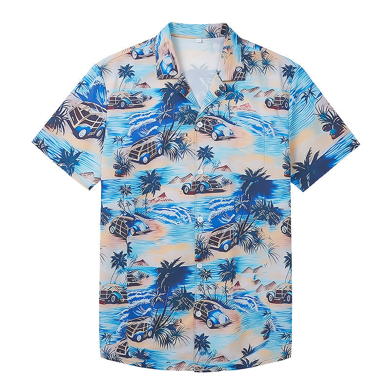 Chemise hawaïenne boutonnée pour homme, idéale pour les vacances d'été à la plage. - image 9