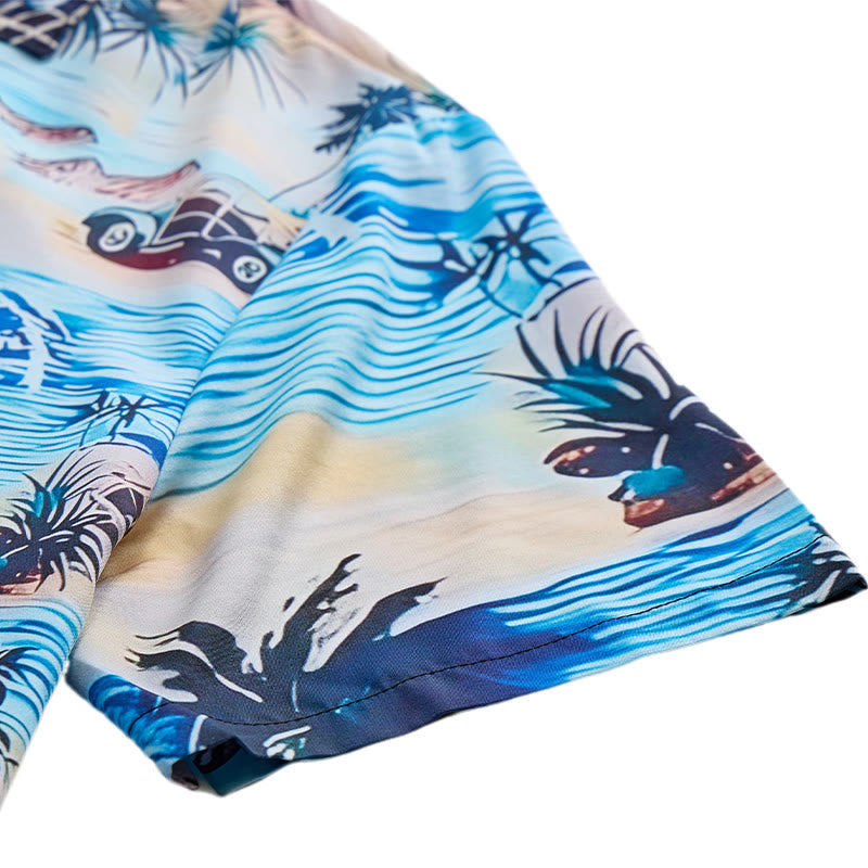 Chemise hawaïenne boutonnée pour homme, idéale pour les vacances d'été à la plage. - image 8