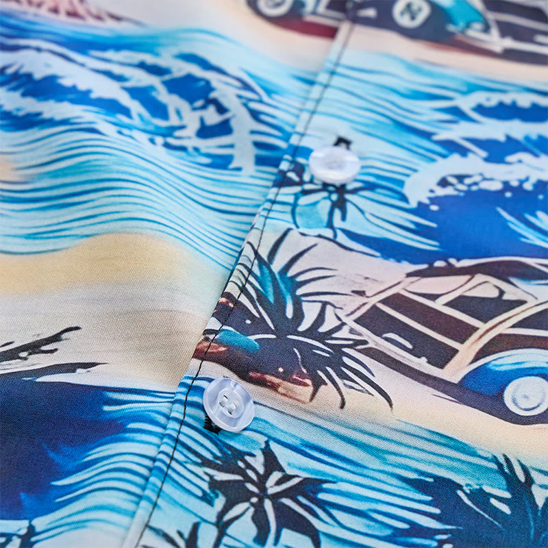 Chemise hawaïenne boutonnée pour homme, idéale pour les vacances d'été à la plage. - image 5