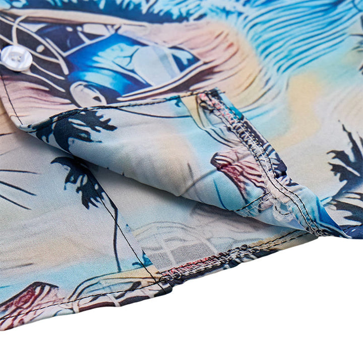 Chemise hawaïenne boutonnée pour homme, idéale pour les vacances d'été à la plage. - image 7