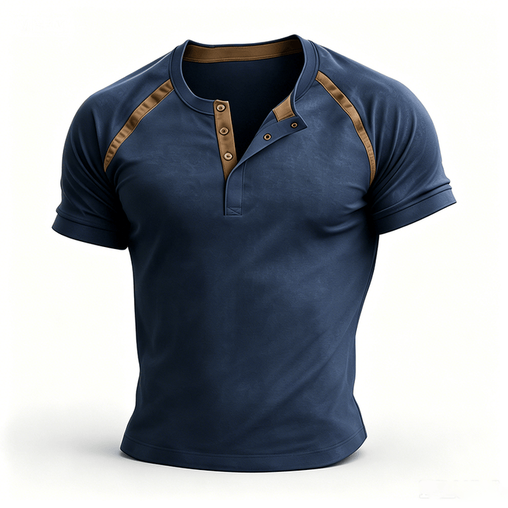 Chemise Henley décontractée d'été vintage pour homme - image 12