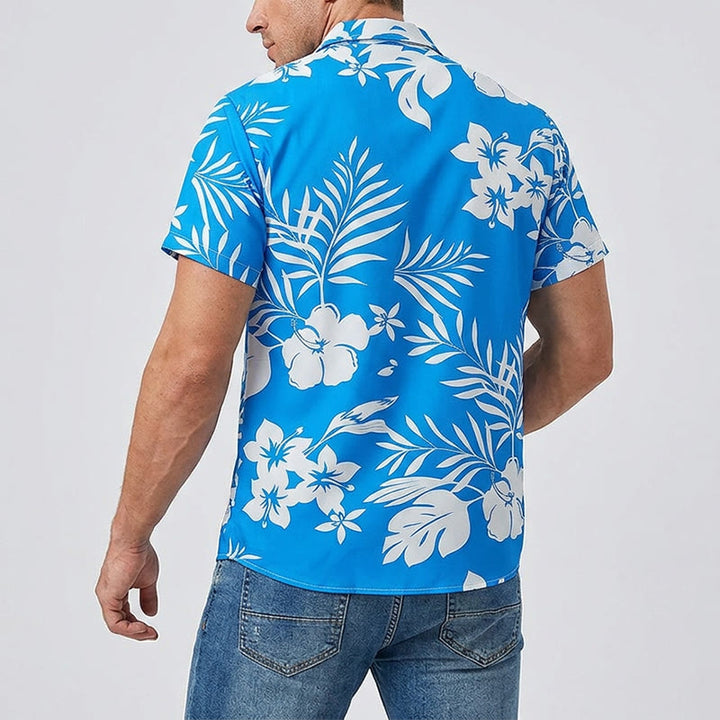 Chemise décontractée à imprimé floral et feuilles pour homme, idéale pour les vacances d'été. - image 3