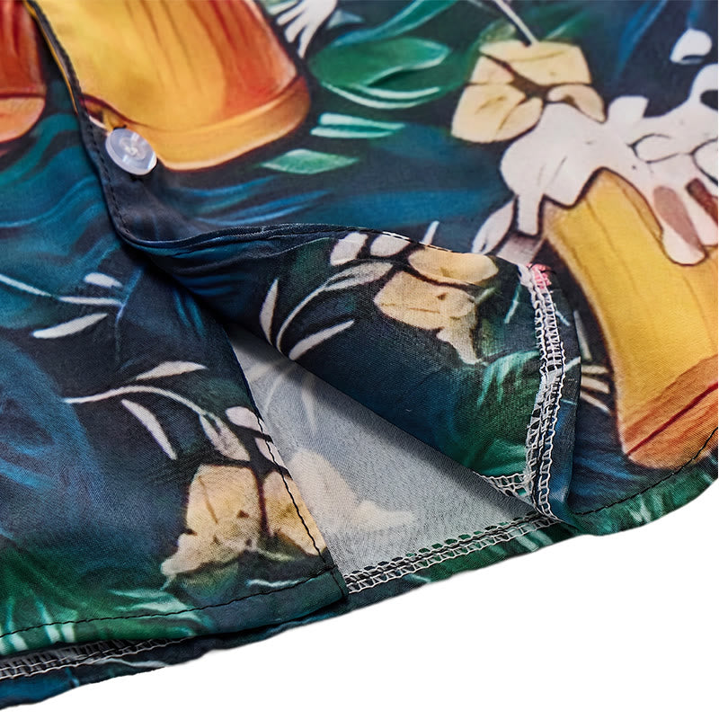 Chemises hawaïennes décontractées à imprimé floral et palmier tropical, style chope à bière pour homme - image 6