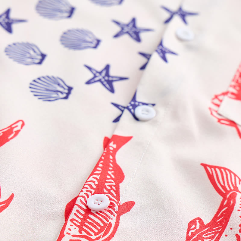 Chemise à manches courtes à imprimé drapeau américain et poissons - image 5