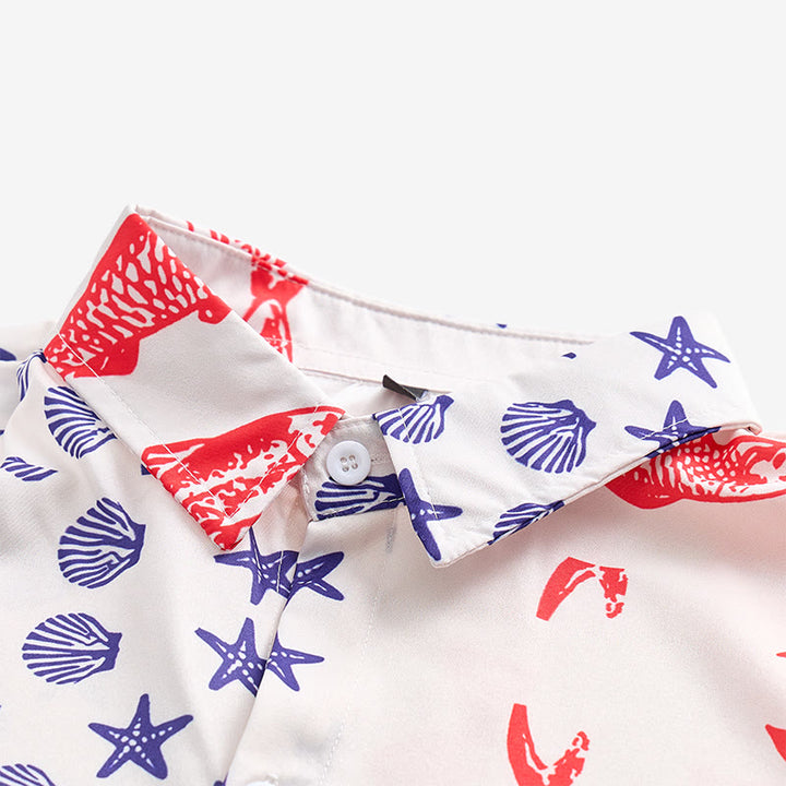 Chemise à manches courtes à imprimé drapeau américain et poissons - image 4