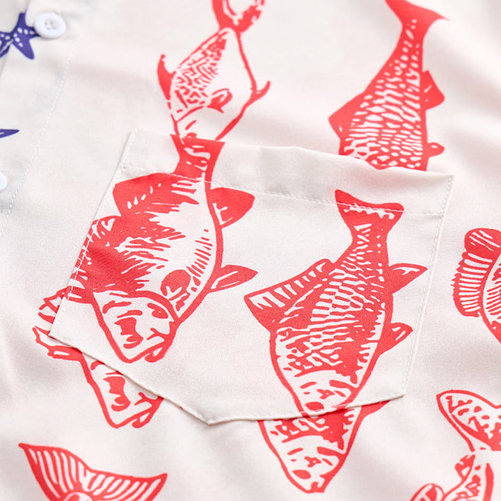 Chemise à manches courtes à imprimé drapeau américain et poissons - image 6