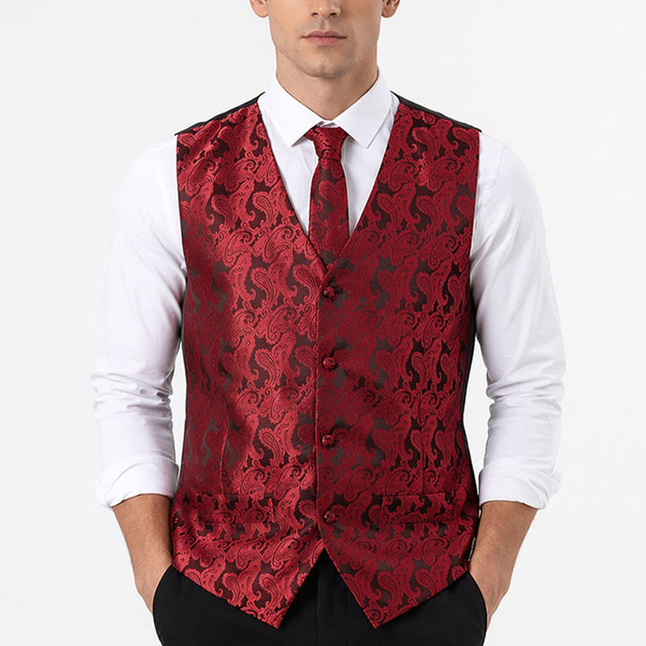 Gilet de costume homme à motif cachemire, style polyvalent, ensemble 4 en 1 - image 1