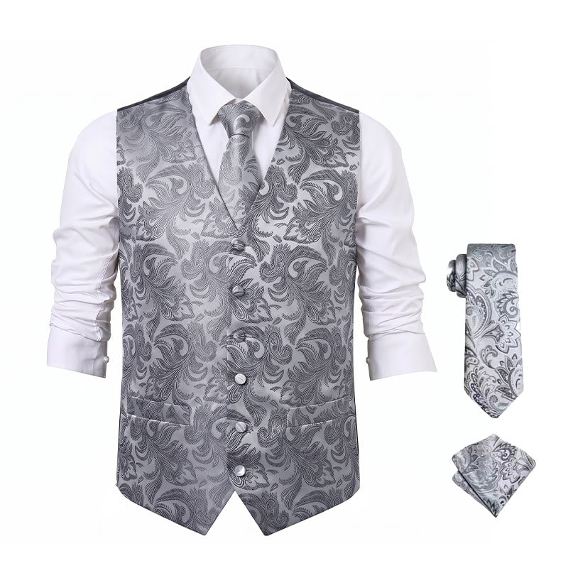 Gilet de costume homme à motif cachemire, style polyvalent, ensemble 4 en 1 - image 19