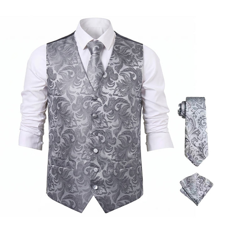 Gilet de costume homme à motif cachemire, style polyvalent, ensemble 4 en 1 - image 19