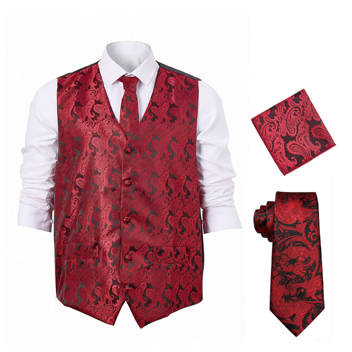 Gilet de costume homme à motif cachemire, style polyvalent, ensemble 4 en 1 - image 14