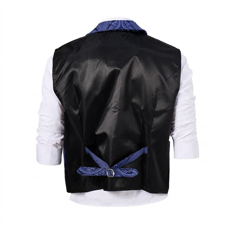 Gilet de costume formel gothique gothique en chenille jacquard à motif floral victorien pour homme - image 11