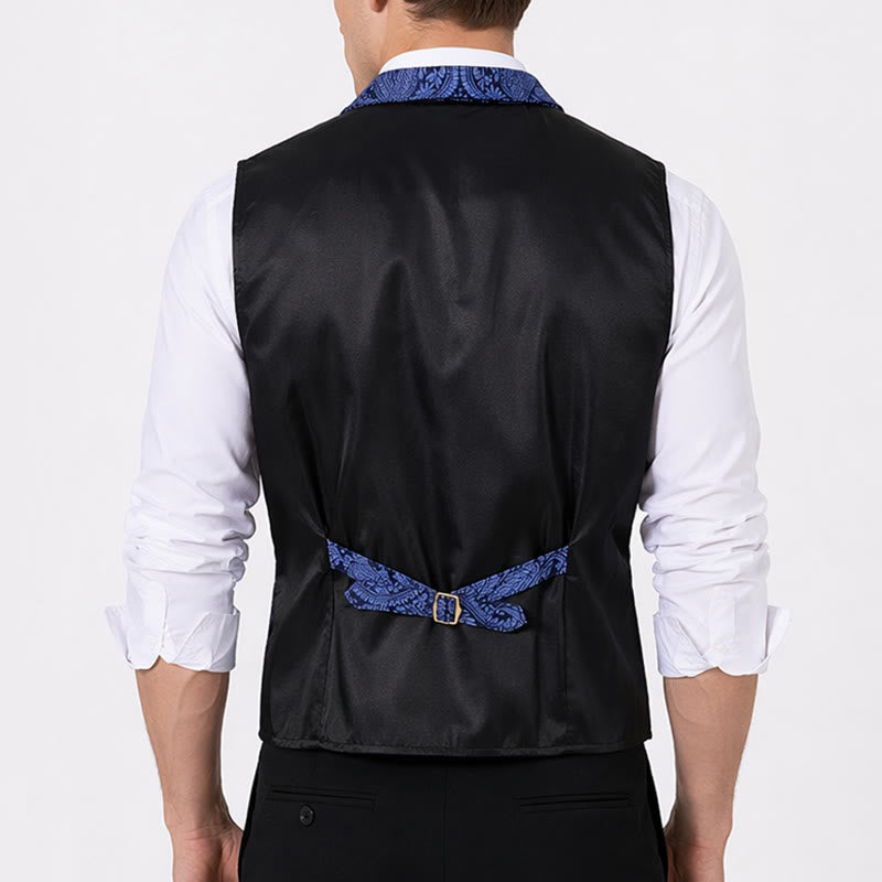 Gilet de costume formel gothique gothique en chenille jacquard à motif floral victorien pour homme - image 3