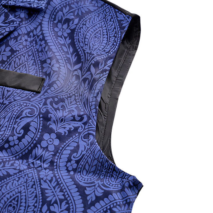 Gilet de costume formel gothique gothique en chenille jacquard à motif floral victorien pour homme - image 7